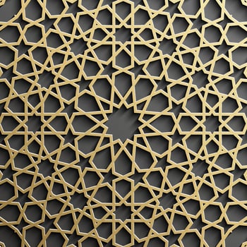 Gold islamic pattern on black background. Islamic ornament vector, persian motiff. vector