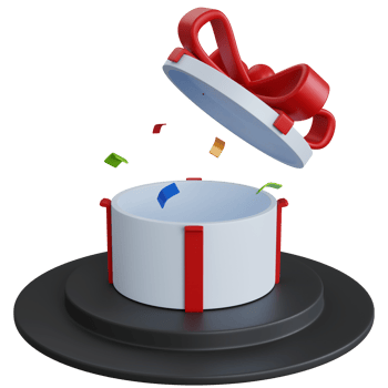 3d rendering open gift box on the podium isolated png
