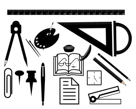 set of stationery for stationery on a white background vector