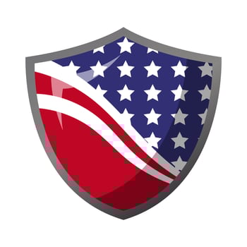 Shield with American Flag Badge, Independence Day Concept Flat designed Vector Illustration
