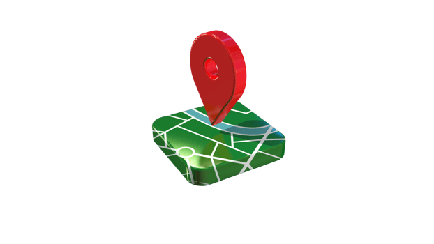 Location Icon Red Shiny with Road Block 3D Rendering png