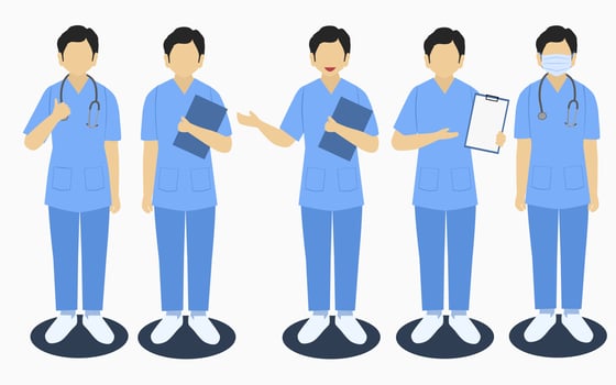 Set of Male Nurse Character on Different Pose vector