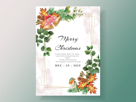 postcard with illustration of animal and christmas element vector
