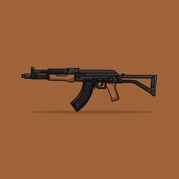 LCT AK-47 G04 NV AEG Gun with Bullets Vector Illustration. Headshot. Weapon Icon Illustration. Pistol Cartoon Logo Vector