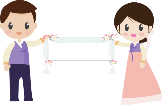 korean bride and groom in traditional wedding dress holding  banner png