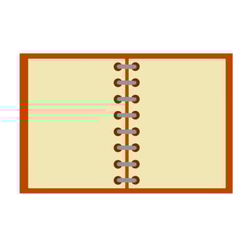 Notepad. Open notebook for writing. School book or textbook for studying. Flat cartoon vector