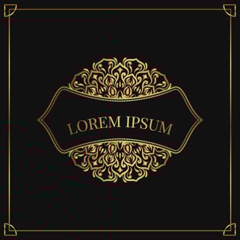 vintage ornament, logo border, gold decoration vector
