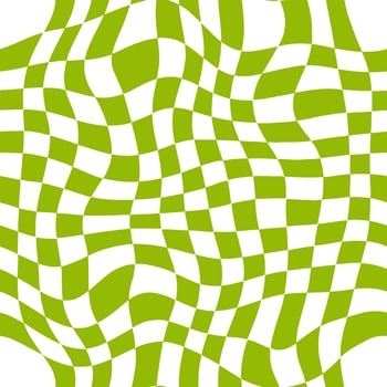 Green Retro Checkered Wave Warp Art vector