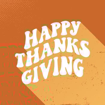 Hand lettering groovy quote 'Happy Thanksgiving' for posters, prints, stickers, cards, invitations, banners, templates, etc. EPS 10 vector