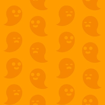 Orange halloween doodle ghost seamless pattern vector