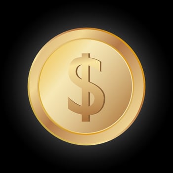 Gold coins of bitcoin, euro, dollar vector