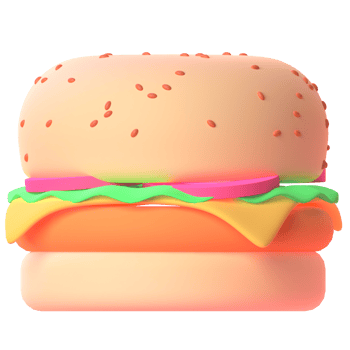 Burger in 3d render for graphic asset web presentation or other png