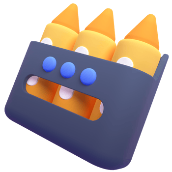 Crayon in 3d render for graphic asset web presentation or other png