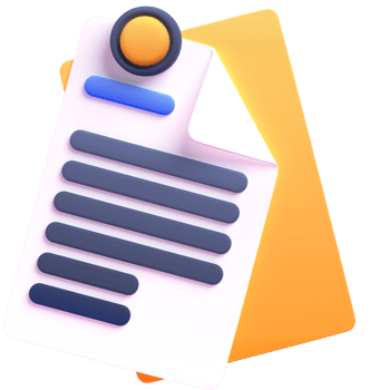 Document  in 3d render for graphic asset web presentation or other png