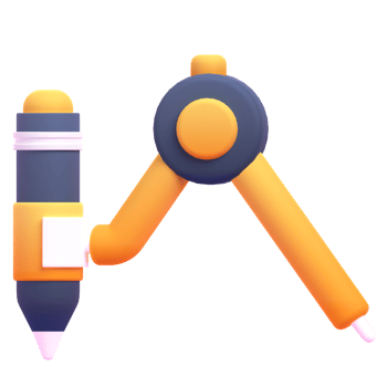 Drawing Compass in 3d render for graphic asset web presentation or other png