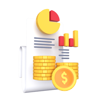 Invoice in 3d render for graphic asset web presentation or other png