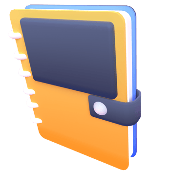 Notebook in 3d render for graphic asset web presentation or other png
