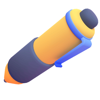 Pen in 3d render for graphic asset web presentation or other png