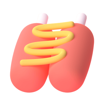 Sausage in 3d render for graphic asset web presentation or other png