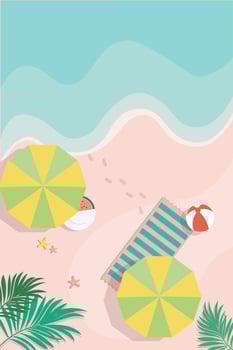 Fresh Summer Refreshing Beach Swimming Flat Illustration vector