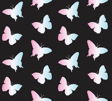 Vector seamless pattern of butterfly silhouette