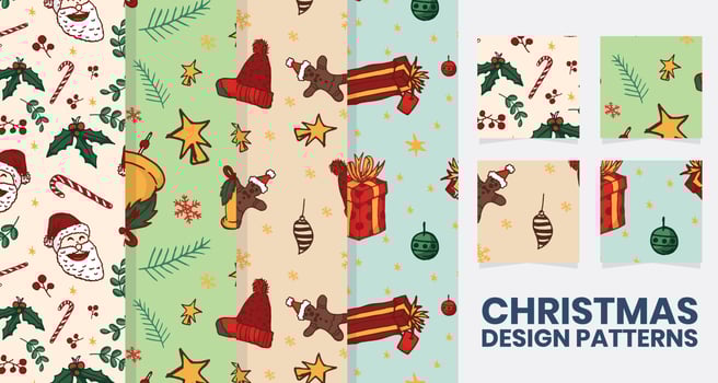 hand drawn christmas ornament pattern bundle vector