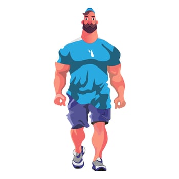 Walking Strong Man in Vector