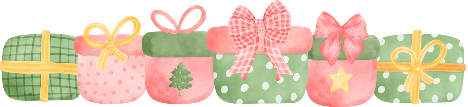 stacked Christmas gift present festive box cartoon watercolour illustration png