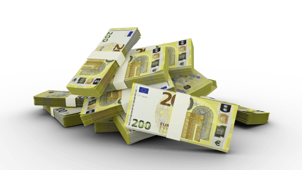 3D Stack of Euro notes png