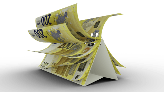 Calendar made of Euro  notes isolated on transparent background. Money calendar. spending concept. 3d rendering png