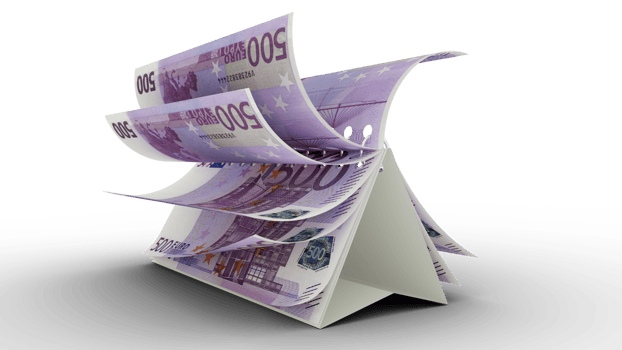 Calendar made of Euro  notes isolated on transparent background. Money calendar. spending concept. 3d rendering png