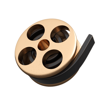 3d film roll. Cinema, movie, entertainment concept in trending cartoon style. High quality isolated 3d render png