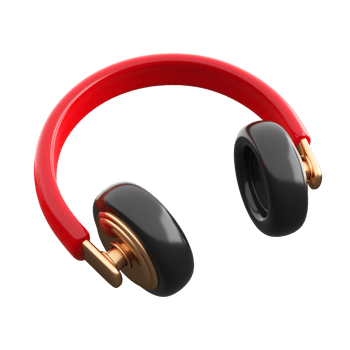 3d wireless headphones. Music, game trendy color plastic concept. High quality isolated 3d render png
