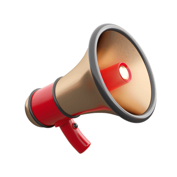 3d megaphone or loudspeaker. Marketing, promotion, announcement or advertising concept. High quality isolated 3d render png