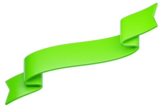 3d label ribbon. Glossy green blank plastic banner for advertisment, promo and decoration elements. High quality isolated render png