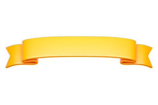 3d label ribbon. Glossy orange blank plastic banner for advertisment, promo and decoration elements. High quality isolated render png