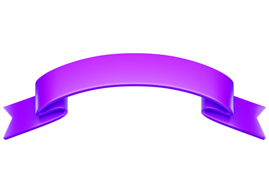 3d label ribbon. Glossy violet, purple blank plastic banner for advertisment, promo and decoration elements. High quality isolated render png
