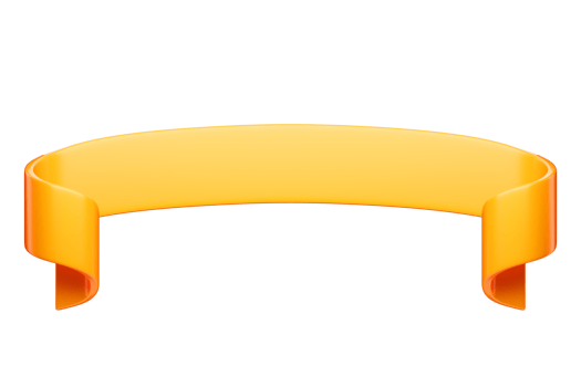 3d label ribbon. Glossy orange blank plastic banner for advertisment, promo and decoration elements. High quality isolated render png