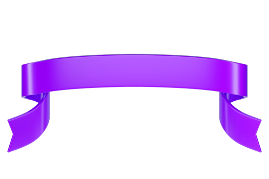 3d label ribbon. Glossy purlpe blank plastic banner for advertisment, promo and decoration elements. High quality isolated render png