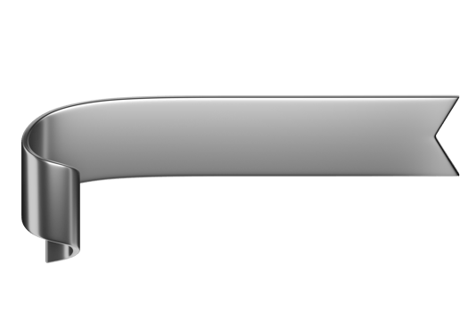 3d label ribbon. Glossy silver blank plastic banner for advertisment, promo and decoration elements. High quality isolated render png
