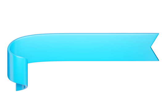 3d label ribbon. Glossy blue blank plastic banner for advertisment, promo and decoration elements. High quality isolated render png