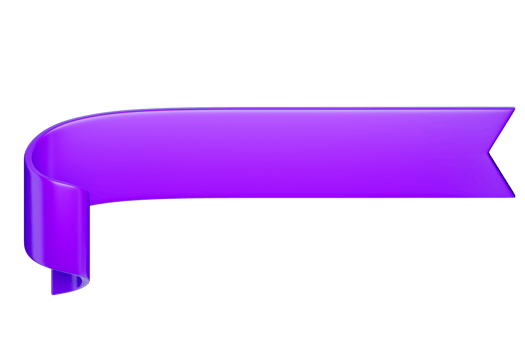 3d label ribbon. Glossy purlpe blank plastic banner for advertisment, promo and decoration elements. High quality isolated render png