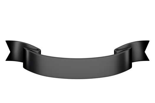 3d label ribbon. Glossy black blank plastic banner for advertisment, promo and decoration elements. High quality isolated render png