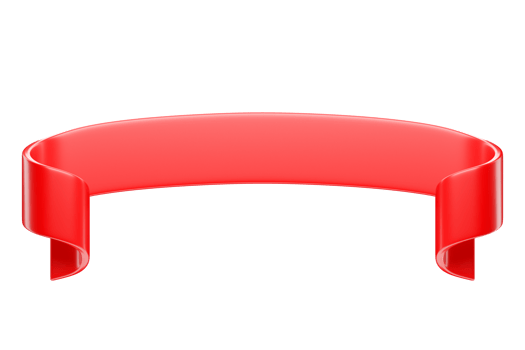 3d label ribbon. Glossy red blank plastic banner for advertisment, promo and decoration elements. High quality isolated render png
