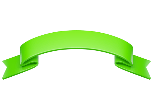 3d label ribbon. Glossy green blank plastic banner for advertisment, promo and decoration elements. High quality isolated render png