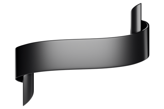 3d label ribbon. Glossy black blank plastic banner for advertisment, promo and decoration elements. High quality isolated render png