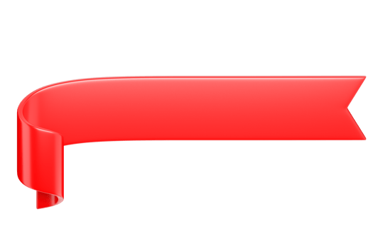 3d label ribbon. Glossy red blank plastic banner for advertisment, promo and decoration elements. High quality isolated render png