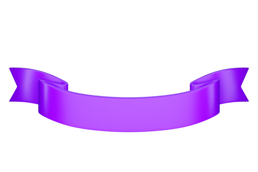 3d label ribbon. Glossy purlpe blank plastic banner for advertisment, promo and decoration elements. High quality isolated render png
