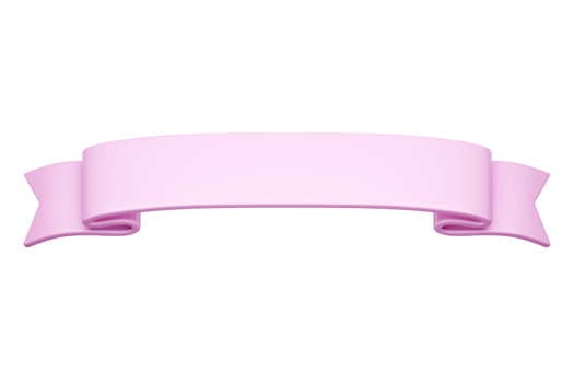 3d label ribbon. Glossy pink blank plastic banner for advertisment, promo and decoration elements. High quality isolated render png