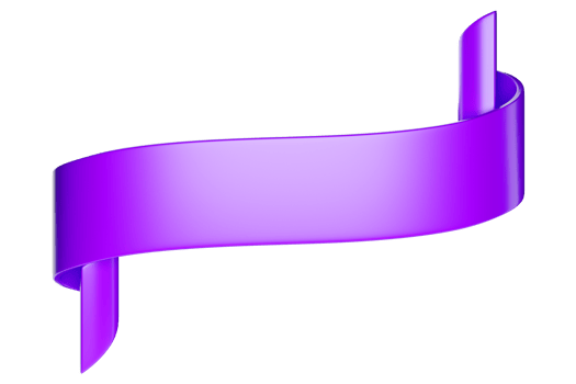 3d label ribbon. Glossy purlpe blank plastic banner for advertisment, promo and decoration elements. High quality isolated render png